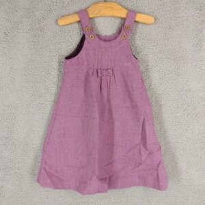 Steiff Germany Sz 104cm/4 Purple Jumper Dress Girl Sleeveless Buttons Bow Accent